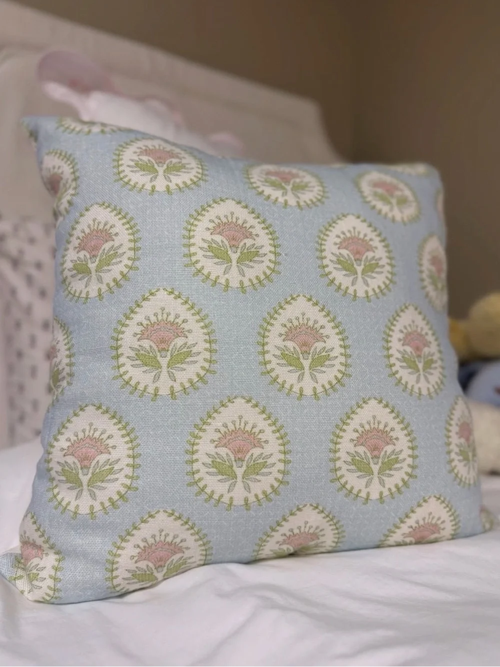 Blue Floral Decorative Throw Pillow